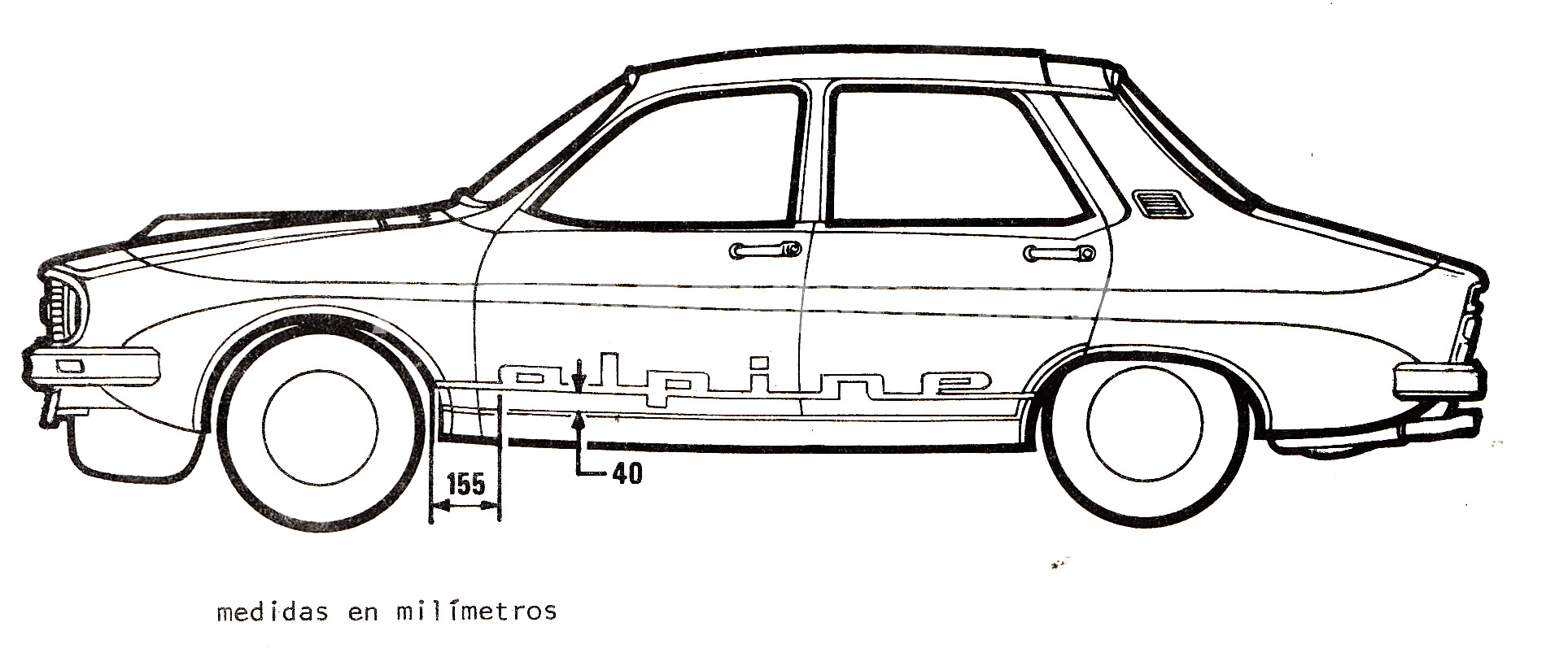 renault 12 alpine medidas de franjas